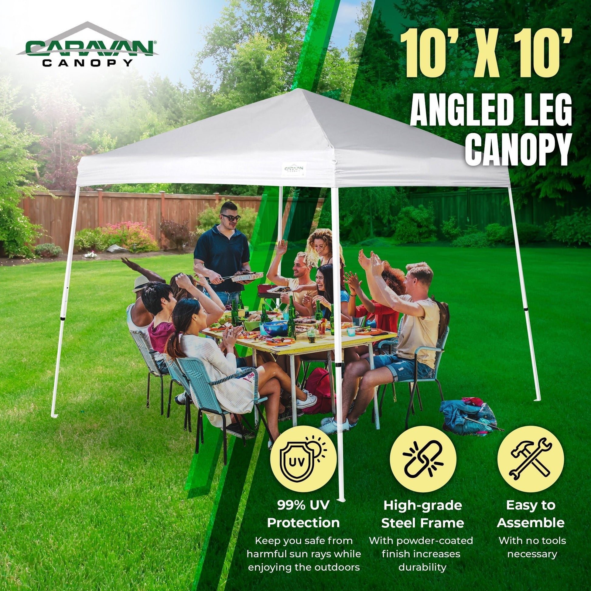 Caravan Canopy V Series 2 10' x 10' Entry Level Angled Leg Instant Canopy, White - Angler's Pro Tackle & Outdoors