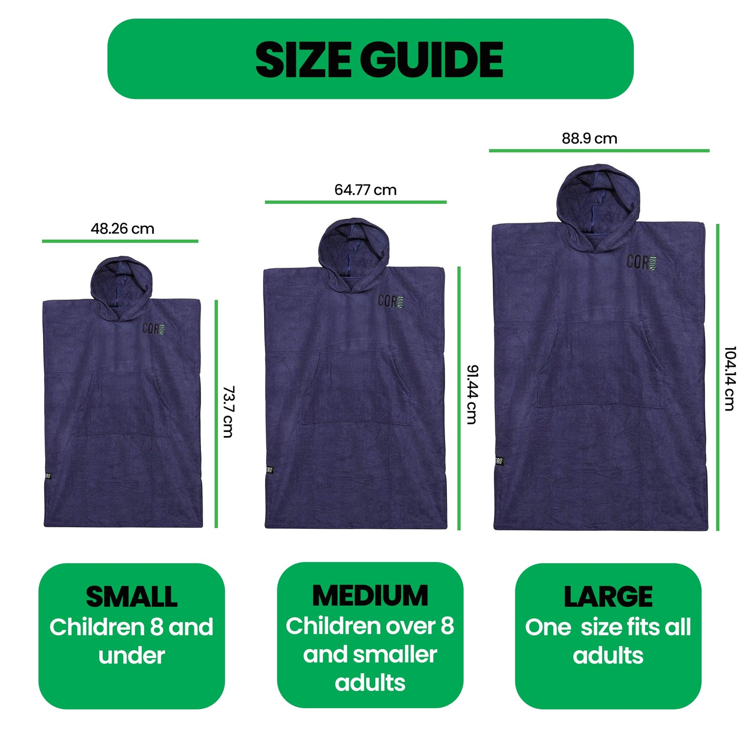 COR Surf Changing Towel Poncho | Solid Colors | Medium and Large