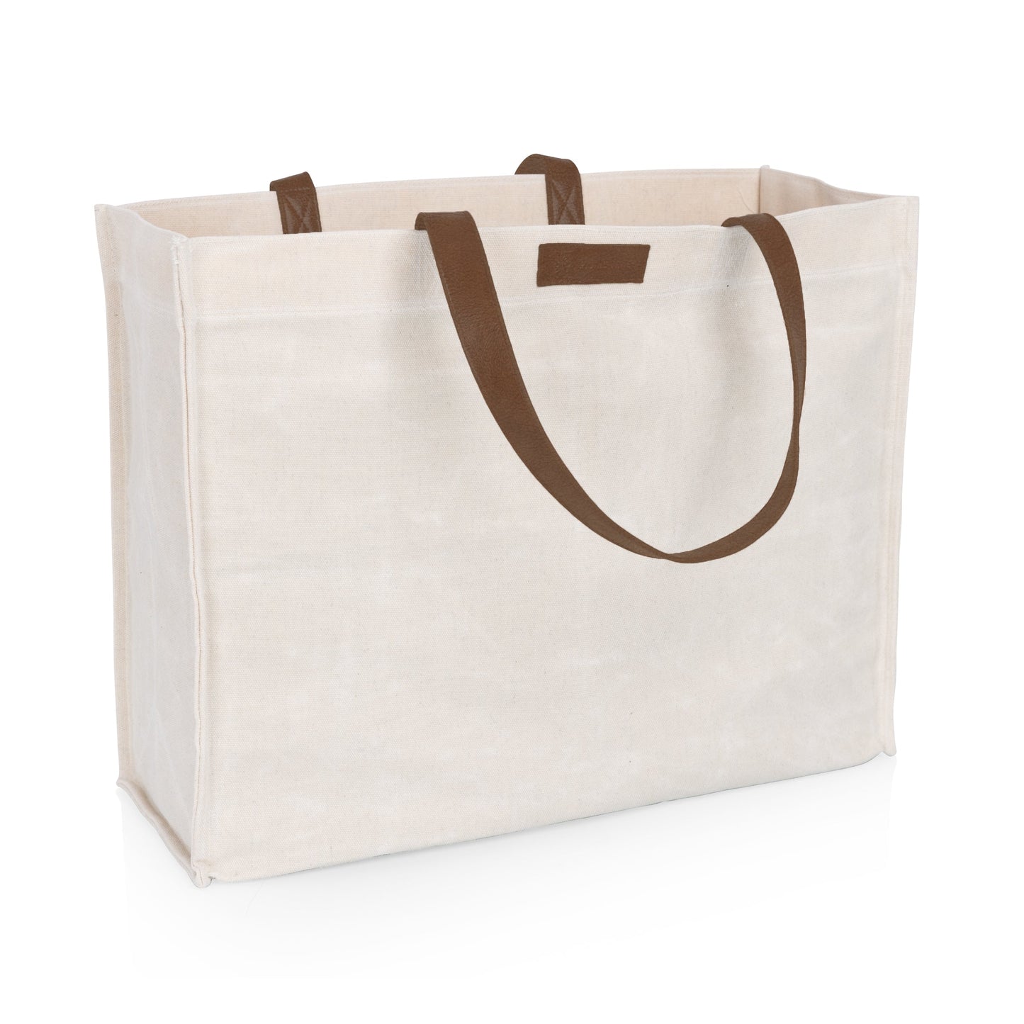 Picnic Time Market Waxed Canvas Tote with Leatherette Handles