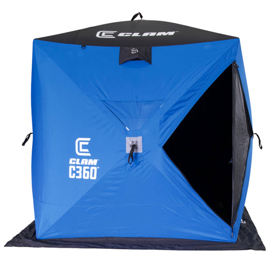 CLAM C - 360 Portable 6 Ft 3 Person Pop Up Ice Fishing Thermal Hub Shelter Tent - Angler's Pro Tackle & Outdoors