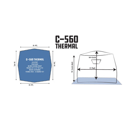 CLAM C - 560 Outdoor Portable 7.5 Foot Pop Up Ice Fishing Hub Shelter Tent, 14476 - Angler's Pro Tackle & Outdoors