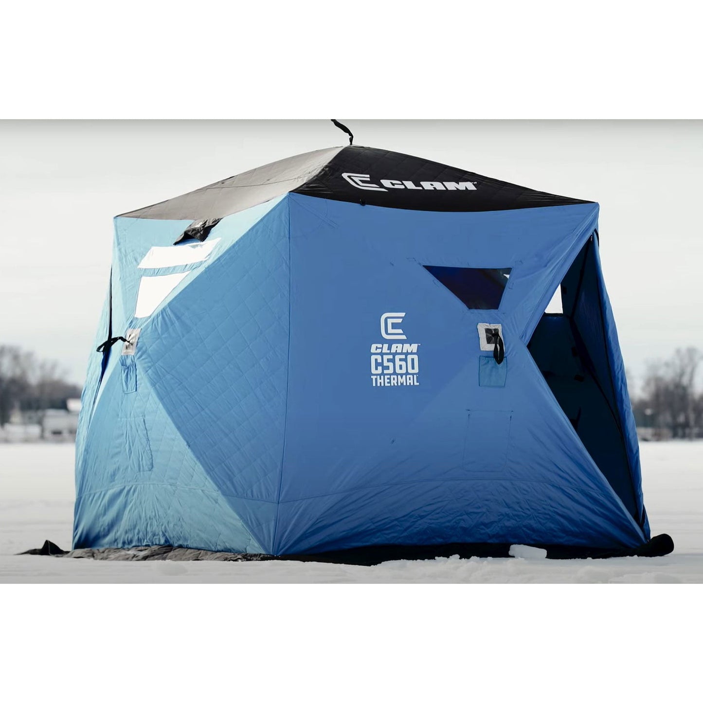 CLAM C - 560 Portable 7.5 Ft 4 Person Pop Up Ice Fishing Thermal Hub Shelter Tent - Angler's Pro Tackle & Outdoors