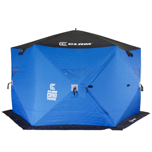 CLAM C - 890 Portable 11.5 Ft 6 Person Pop Up Ice Fishing Thermal Hub Shelter Tent - Angler's Pro Tackle & Outdoors