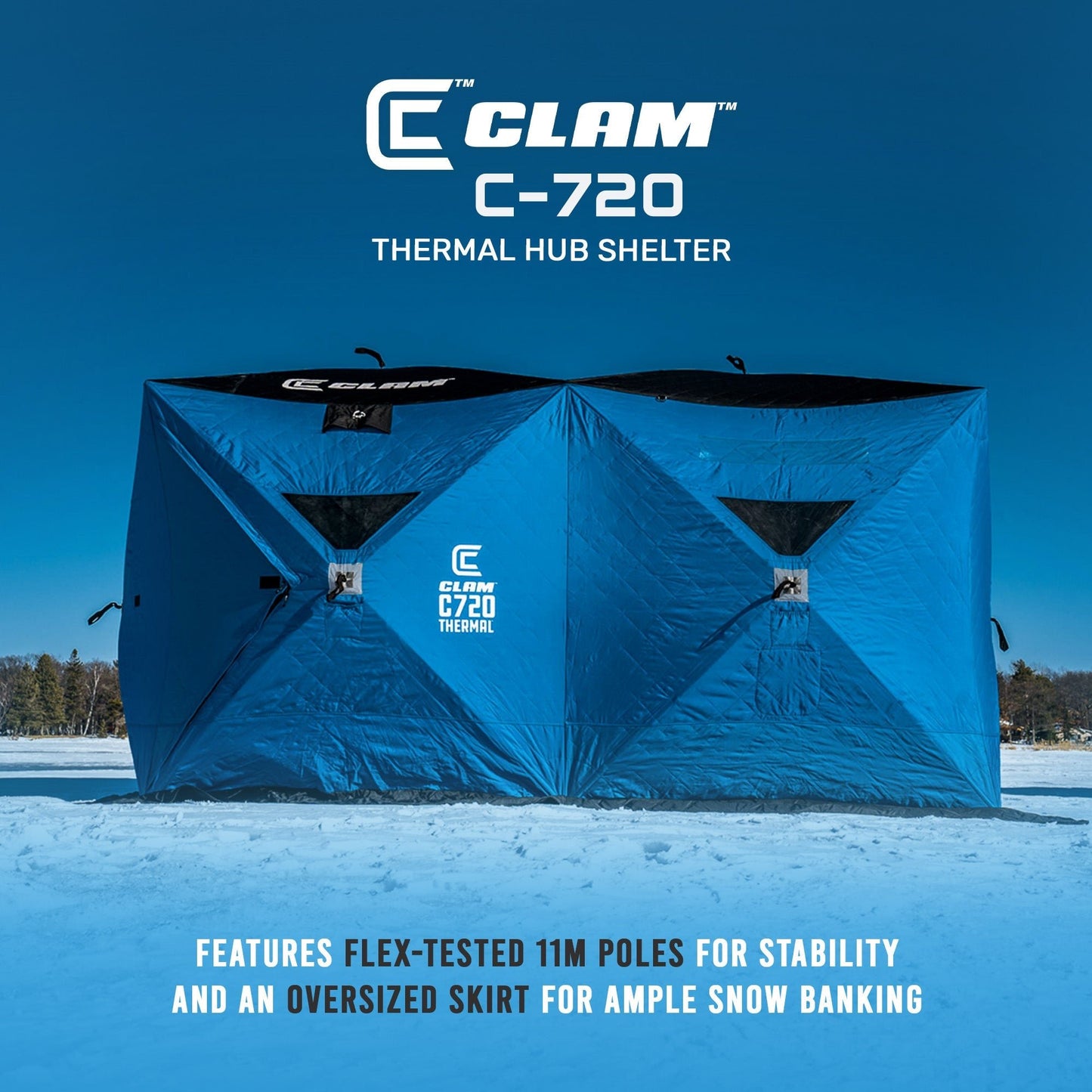 CLAM Portable 6 x 12 Ft C - 720 Pop Up Ice Fishing Thermal Hub Shelter Tent - Angler's Pro Tackle & Outdoors