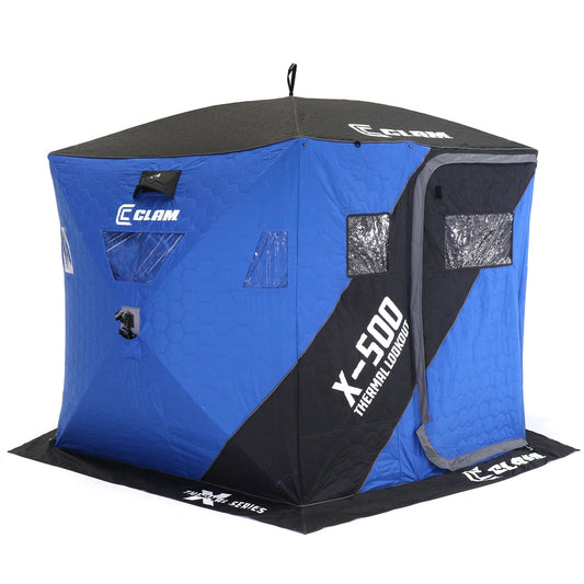 CLAM X - 500 Portable 9 Ft 5 Person Lookout Ice Fishing Thermal Hub Shelter Tent - Angler's Pro Tackle & Outdoors