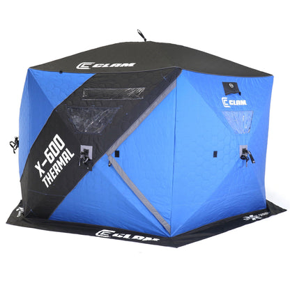 CLAM X - 600 Portable 11.5 Ft 6 Person Pop Up Ice Fishing Thermal Hub Shelter Tent - Angler's Pro Tackle & Outdoors