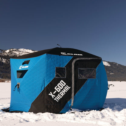 CLAM X - 600 Portable 11.5 Ft 6 Person Pop Up Ice Fishing Thermal Hub Shelter Tent - Angler's Pro Tackle & Outdoors