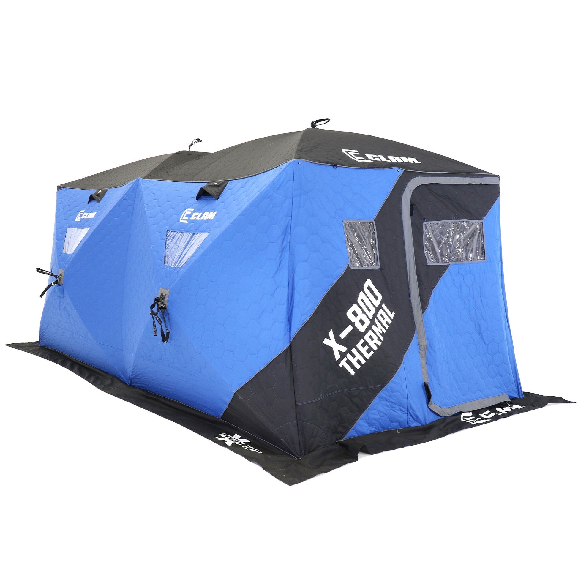 CLAM X - 800 Portable 15'x8' 7 Person Pop Up Ice Fishing Thermal Hub Shelter Tent - Angler's Pro Tackle & Outdoors