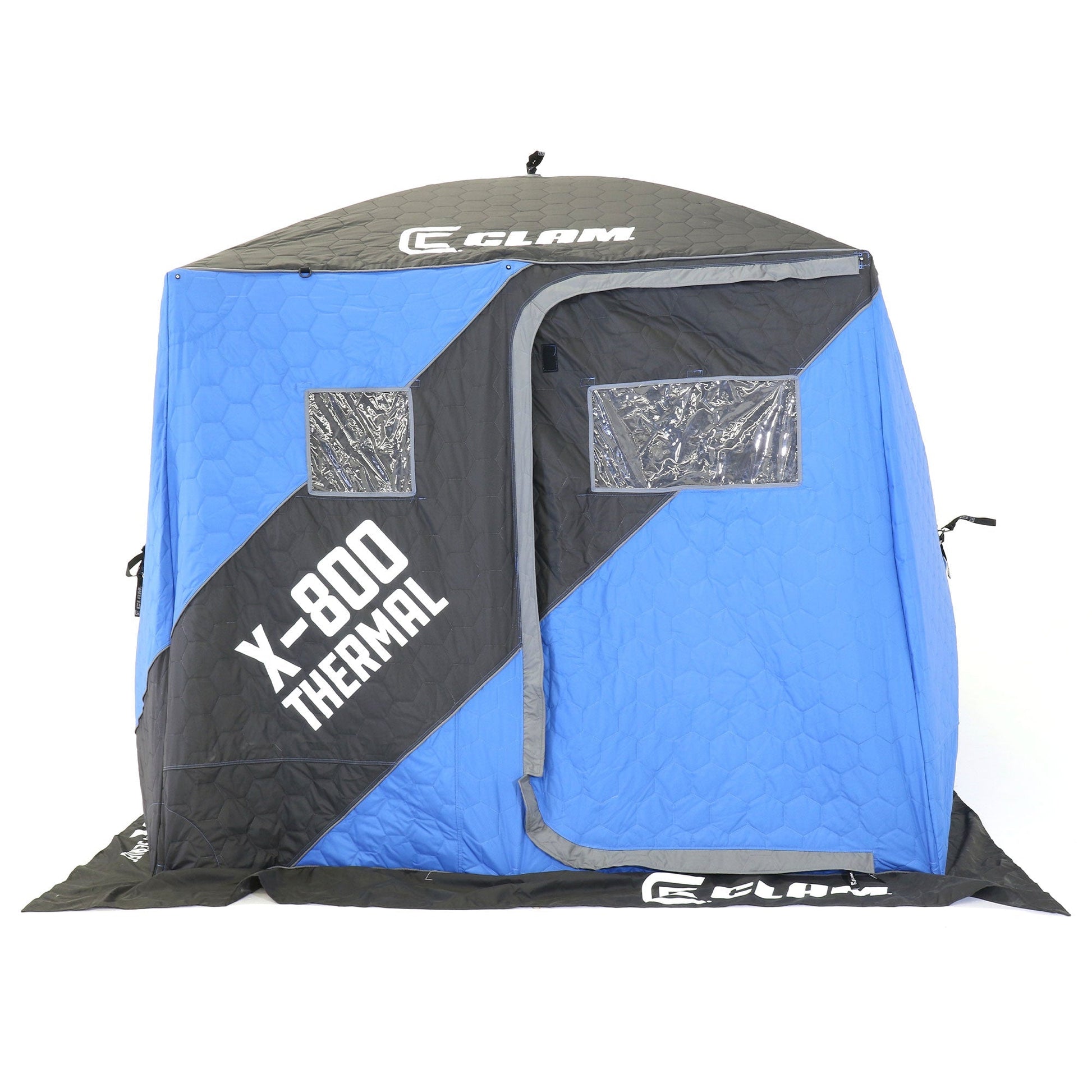 CLAM X - 800 Portable 15'x8' 7 Person Pop Up Ice Fishing Thermal Hub Shelter Tent - Angler's Pro Tackle & Outdoors