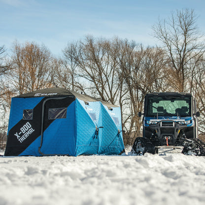 CLAM X - 800 Portable 15'x8' 7 Person Pop Up Ice Fishing Thermal Hub Shelter Tent - Angler's Pro Tackle & Outdoors