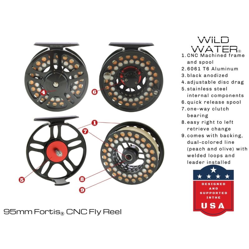 CNC Fly Reel Fly Fishing Kit, 7/8wt Rod | 9ft | 4 - piece | Wild Water Fly Fishing - Angler's Pro Tackle & Outdoors