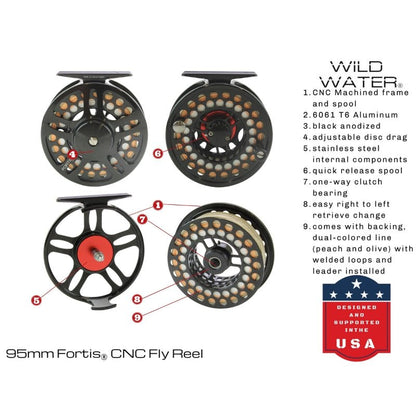 CNC Fly Reel Fly Fishing Kit, 7/8wt Rod | 9ft | 4 - piece | Wild Water Fly Fishing - Angler's Pro Tackle & Outdoors