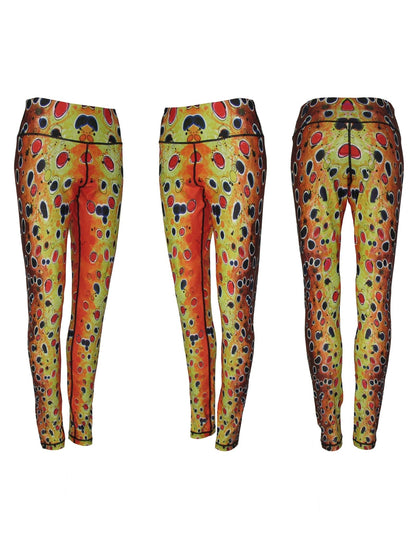 Cognito Brands Brown Trout2 Fish Print Patterned All Sport Leggings - Angler's Pro Tackle & Outdoors
