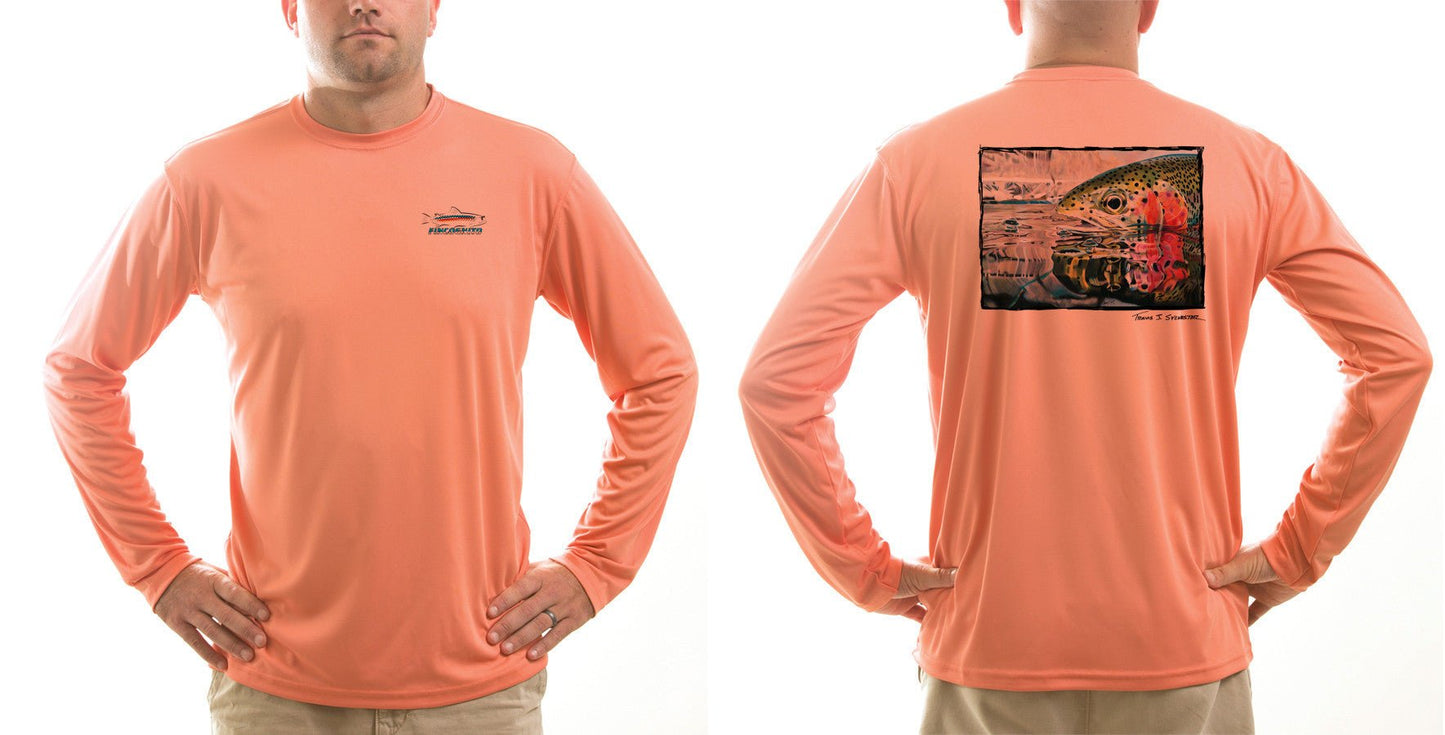 Cognito Brands Men's Sun Protective Fishing Shirt Rainbow Reflections/Salmon - Angler's Pro Tackle & Outdoors