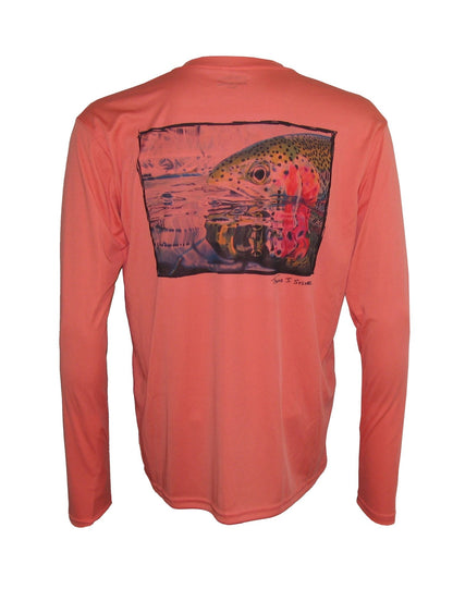 Cognito Brands Men's Sun Protective Fishing Shirt Rainbow Reflections/Salmon - Angler's Pro Tackle & Outdoors
