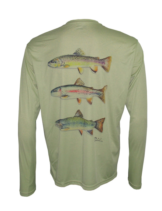 Cognito Brands Men's Sun Protective Fishing Shirt Sage Green/Trout Trio - Angler's Pro Tackle & Outdoors