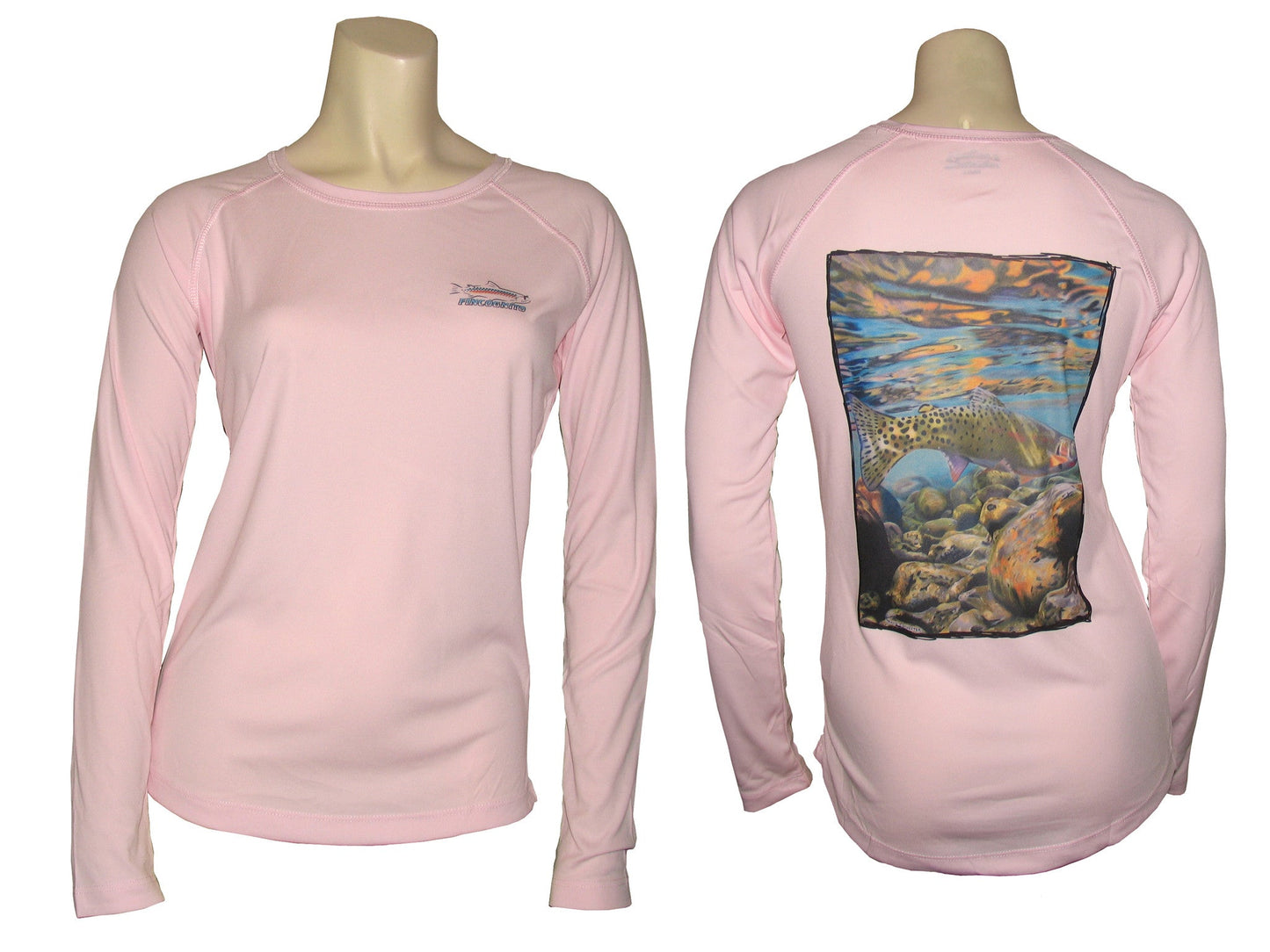 Cognito Brands Women's Sun Protective Fishing Shirt Pink Blossom/Freestone Cutthroat Trout - Angler's Pro Tackle & Outdoors