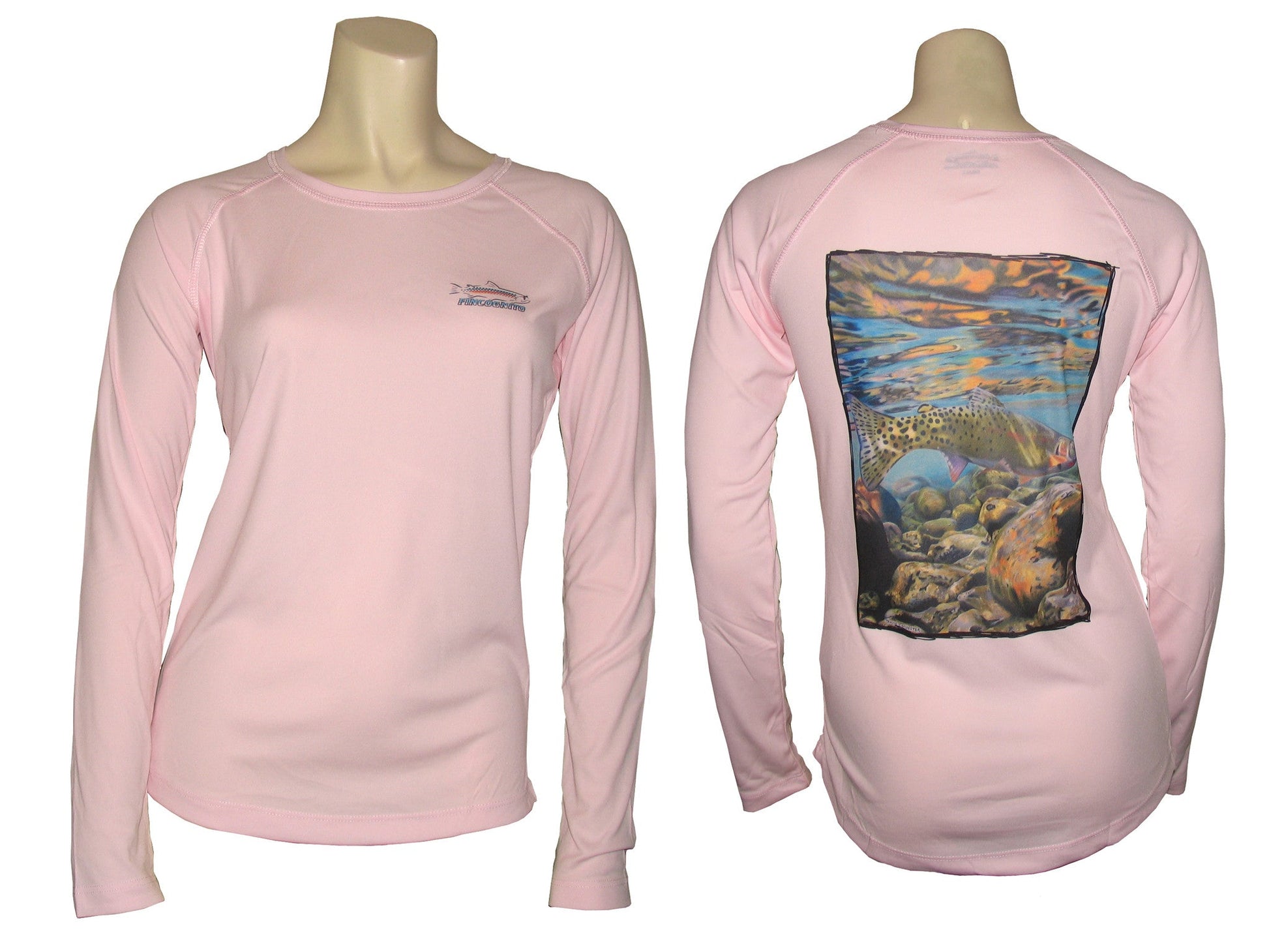 Cognito Brands Women's Sun Protective Fishing Shirt Pink Blossom/Freestone Cutthroat Trout - Angler's Pro Tackle & Outdoors