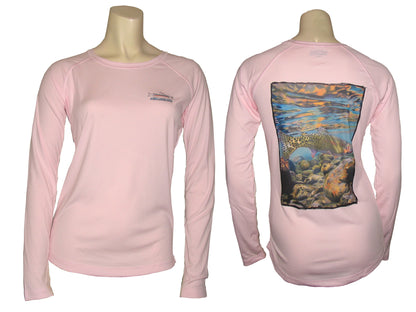 Cognito Brands Women's Sun Protective Fishing Shirt Pink Blossom/Freestone Cutthroat Trout - Angler's Pro Tackle & Outdoors