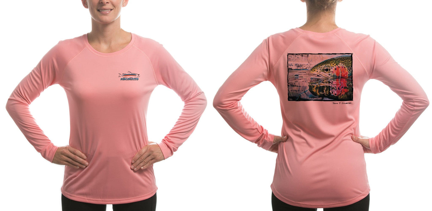 Cognito Brands Women's Sun Protective Fishing Shirt Pretty Pink/Rainbow Reflections - Angler's Pro Tackle & Outdoors