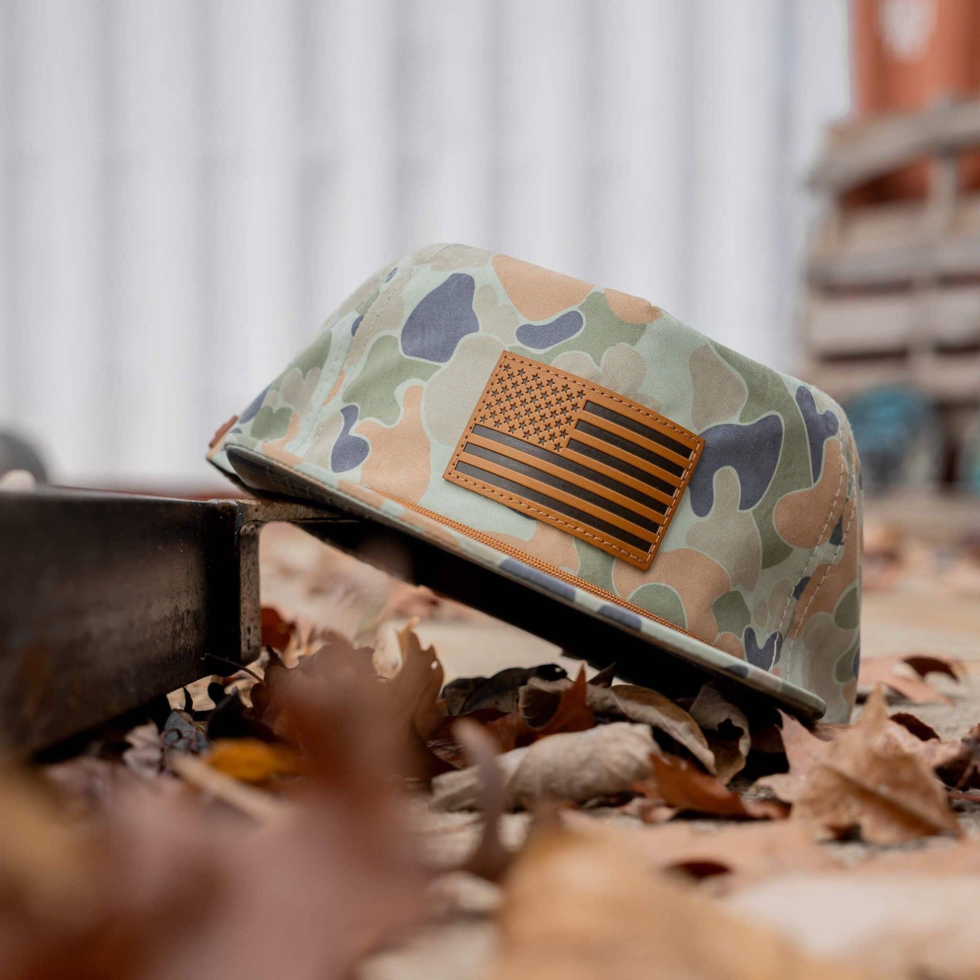 Combat Iron Apparel American Flag Leather Patch Crushable Rope Snapback Hat - Angler's Pro Tackle & Outdoors