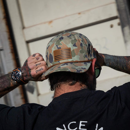 Combat Iron Apparel American Flag Leather Patch Crushable Rope Snapback Hat - Angler's Pro Tackle & Outdoors