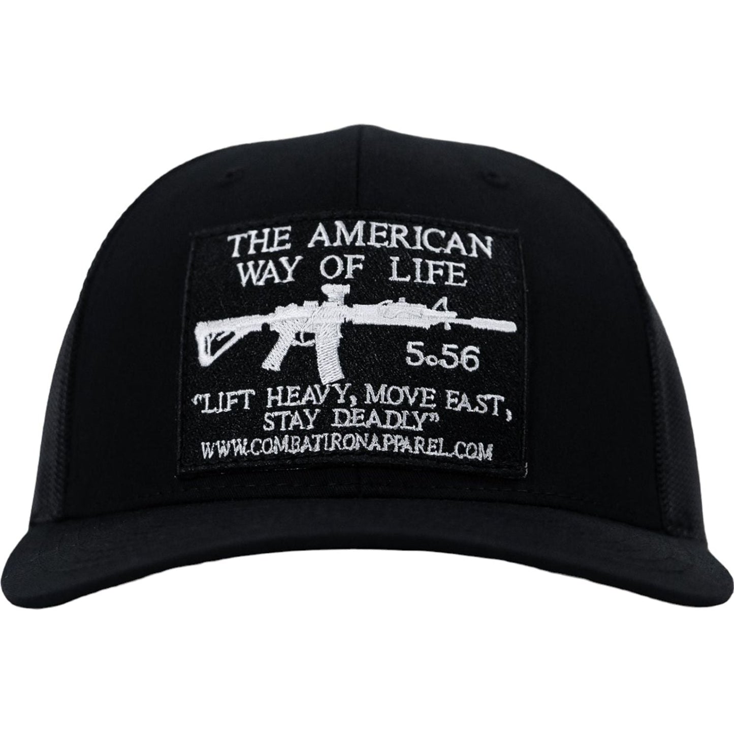 Combat Iron Apparel American Way Of Life 5.56 Black Patch Edition Mid - Profile Mesh Snapback - Angler's Pro Tackle & Outdoors