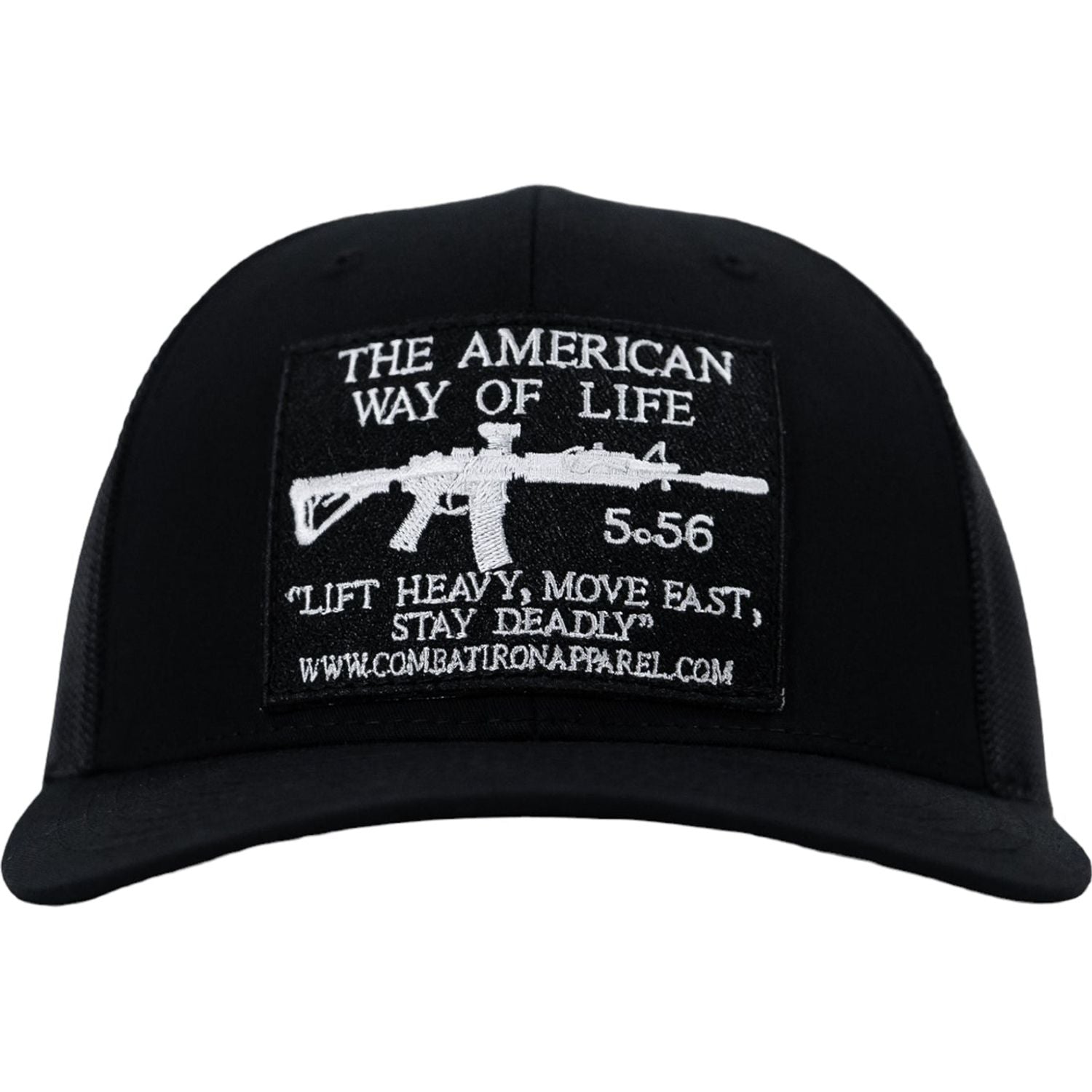 Combat Iron Apparel American Way Of Life 5.56 Black Patch Edition Mid - Profile Mesh Snapback - Angler's Pro Tackle & Outdoors