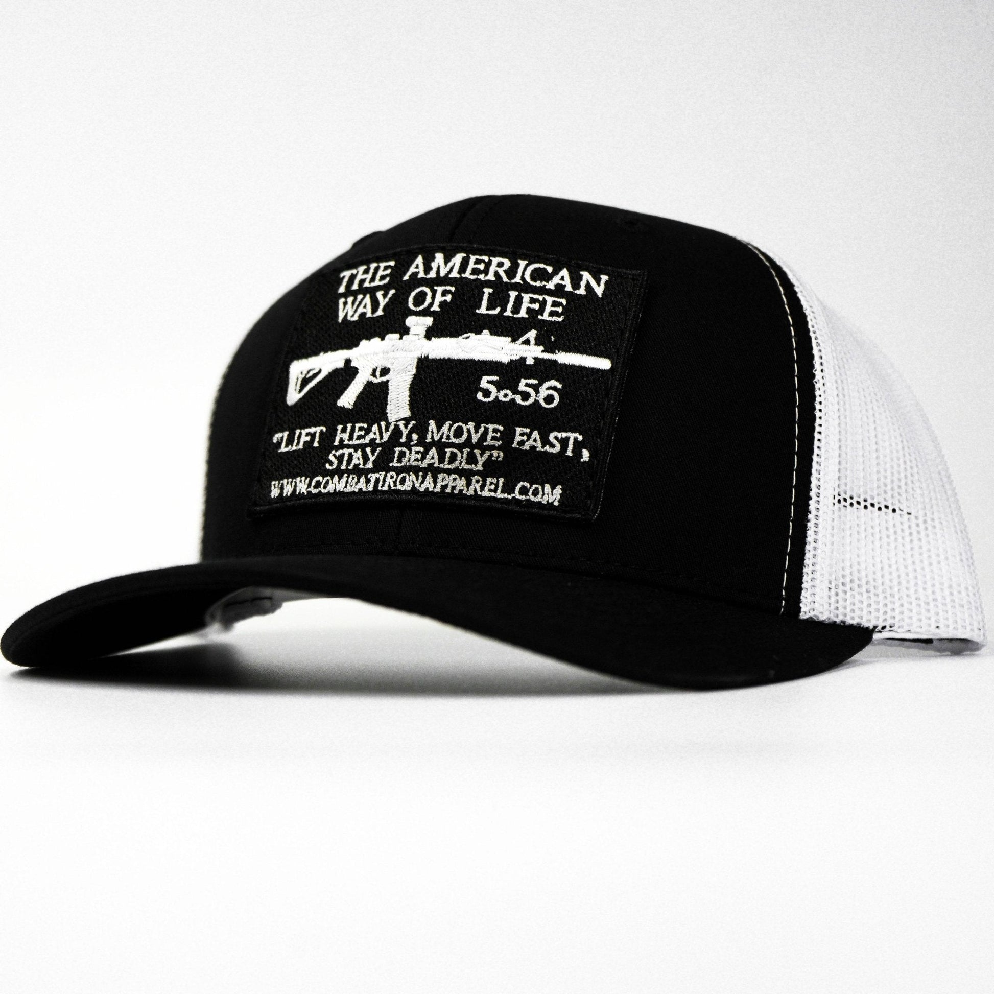 Combat Iron Apparel American Way Of Life 5.56 Black Patch Edition Mid - Profile Mesh Snapback - Angler's Pro Tackle & Outdoors