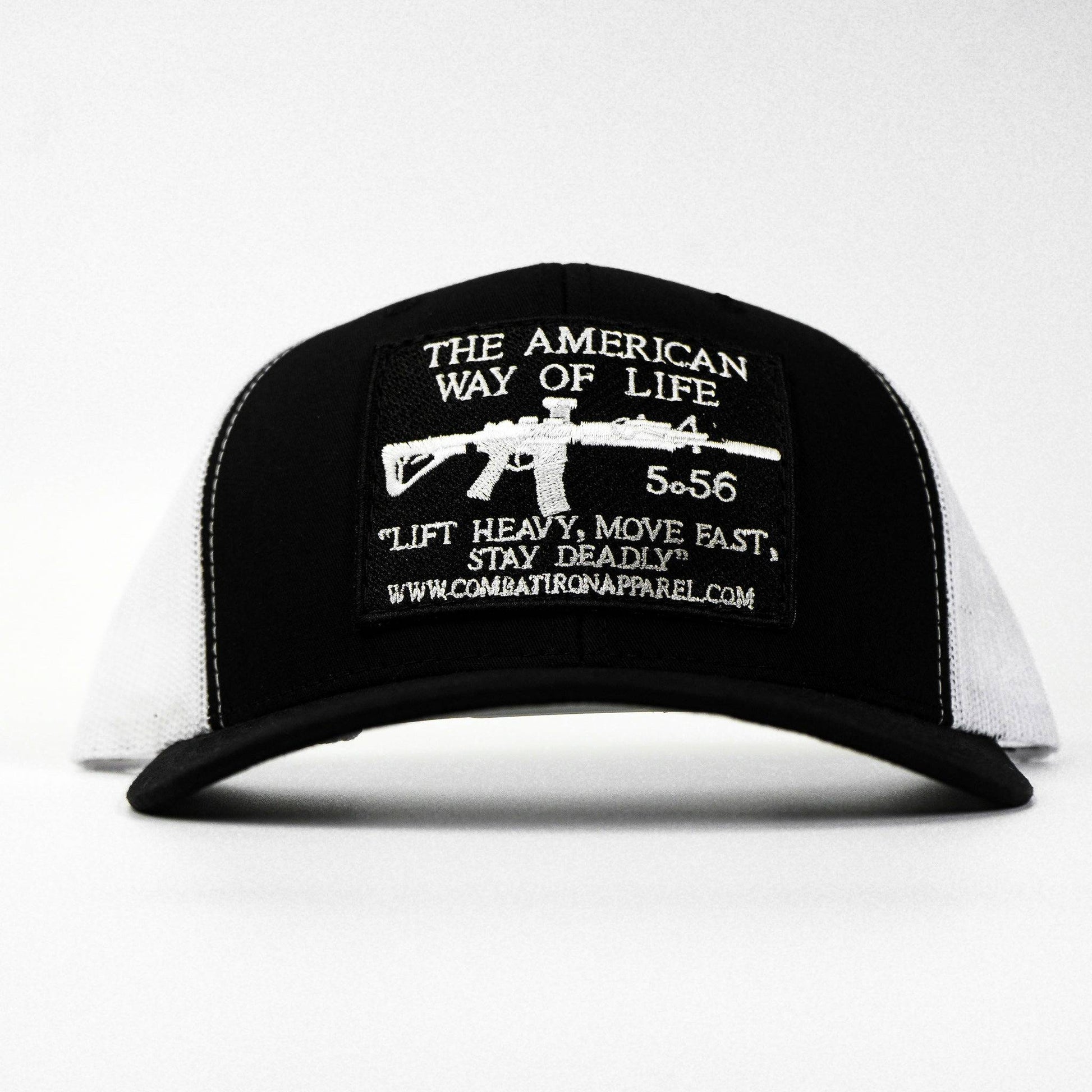 Combat Iron Apparel American Way Of Life 5.56 Black Patch Edition Mid - Profile Mesh Snapback - Angler's Pro Tackle & Outdoors