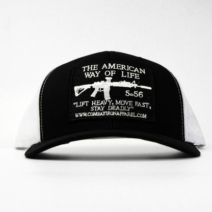 Combat Iron Apparel American Way Of Life 5.56 Black Patch Edition Mid - Profile Mesh Snapback - Angler's Pro Tackle & Outdoors