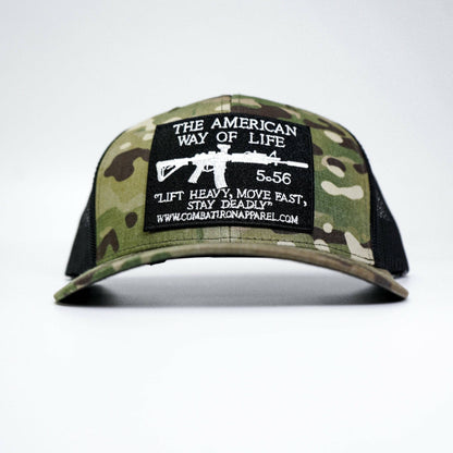 Combat Iron Apparel American Way Of Life 5.56 Black Patch Edition Mid - Profile Mesh Snapback - Angler's Pro Tackle & Outdoors