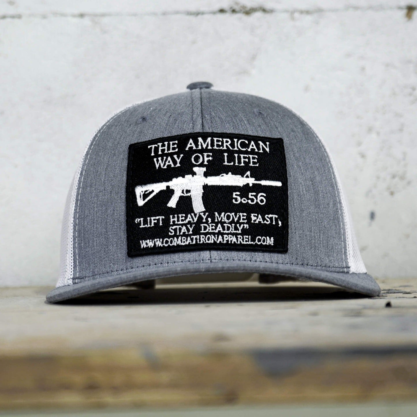 Combat Iron Apparel American Way Of Life 5.56 Black Patch Edition Mid - Profile Mesh Snapback - Angler's Pro Tackle & Outdoors