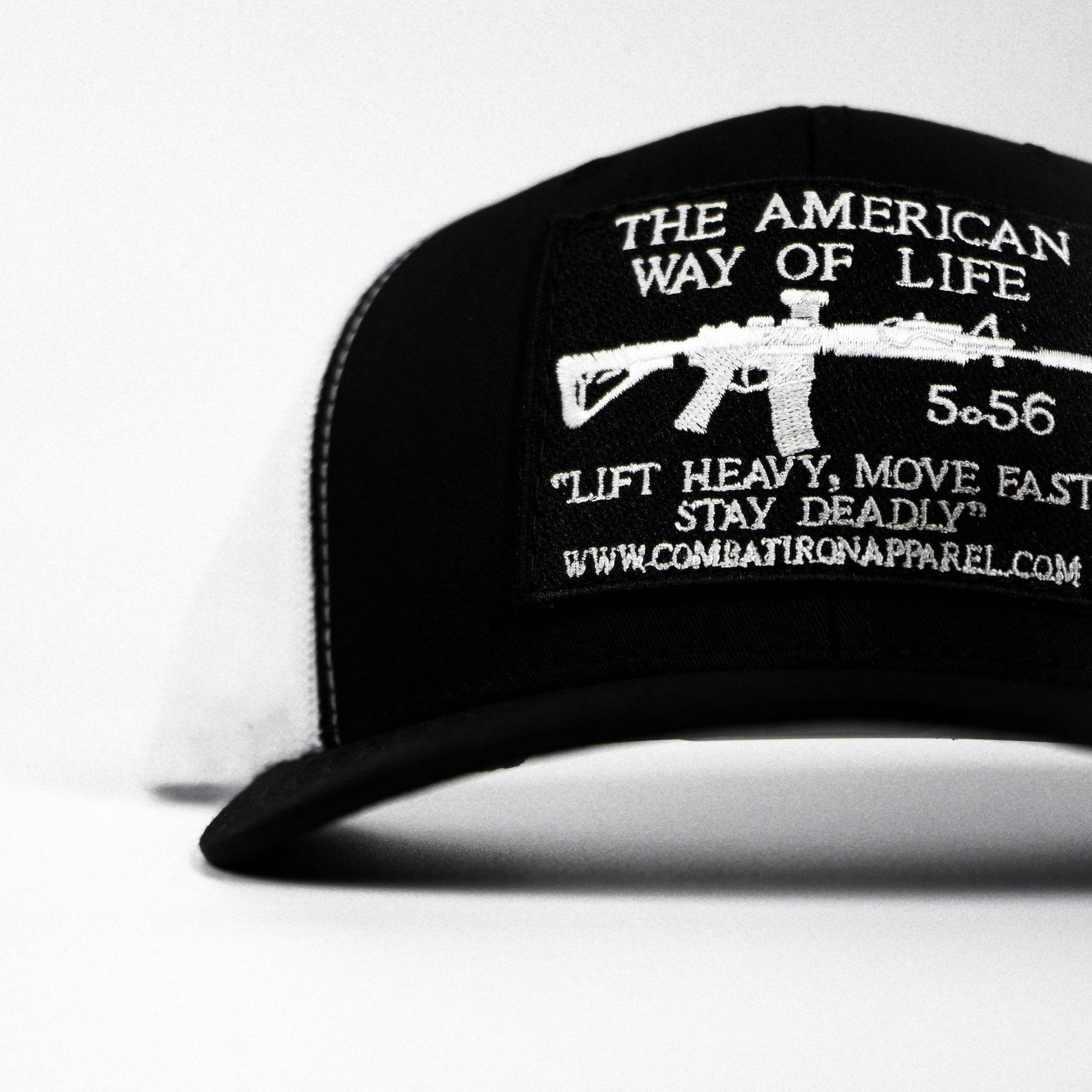 Combat Iron Apparel American Way Of Life 5.56 Black Patch Edition Mid - Profile Mesh Snapback - Angler's Pro Tackle & Outdoors