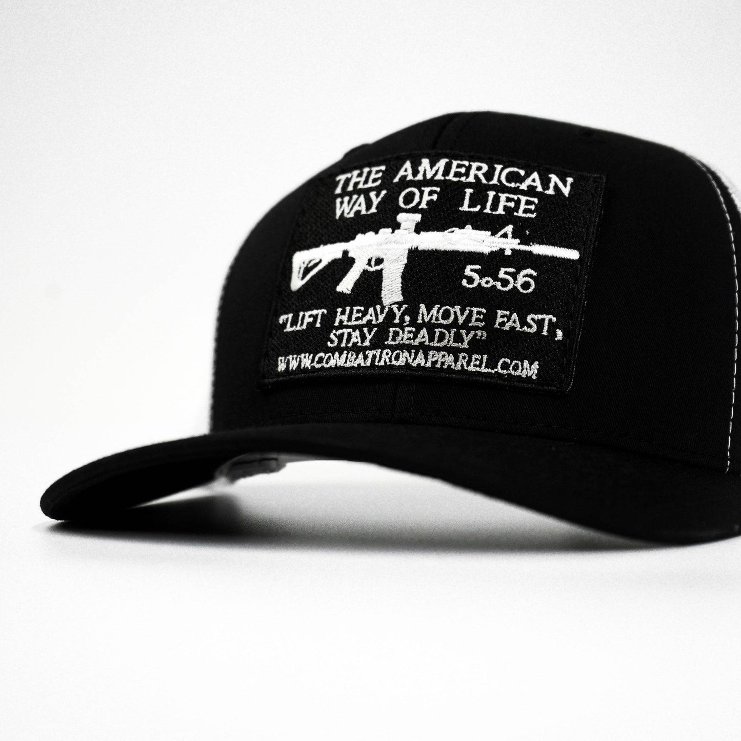 Combat Iron Apparel American Way Of Life 5.56 Black Patch Edition Mid - Profile Mesh Snapback - Angler's Pro Tackle & Outdoors