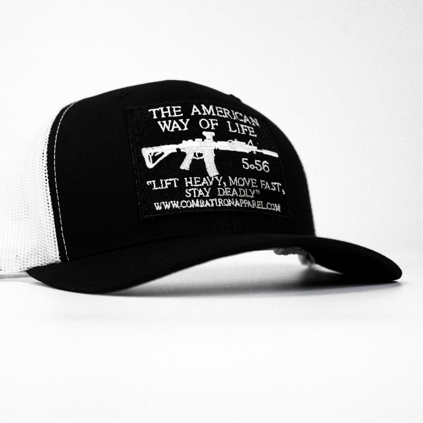Combat Iron Apparel American Way Of Life 5.56 Black Patch Edition Mid - Profile Mesh Snapback - Angler's Pro Tackle & Outdoors