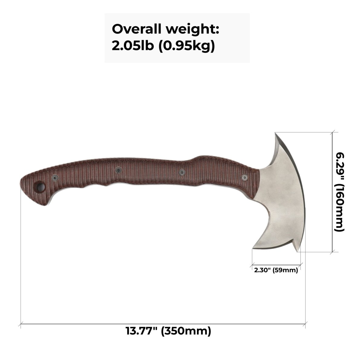 AncientSmithy Combat tomahawk "Barong" with polymer composite handle