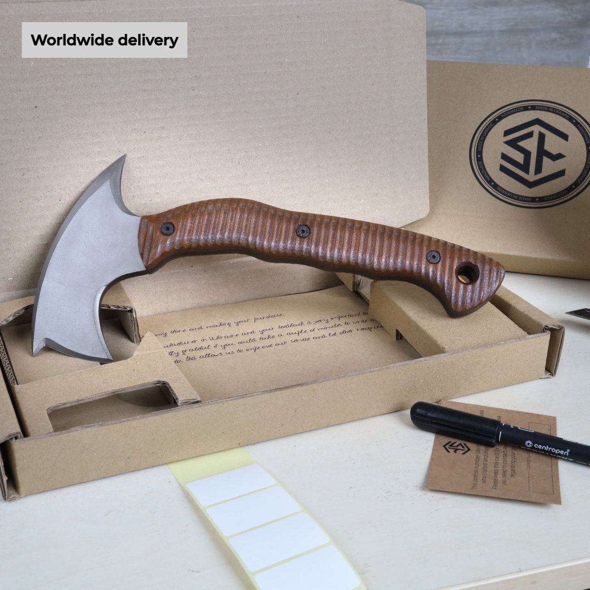 AncientSmithy Compact tomahawk "Mingan" with polymer composite handle