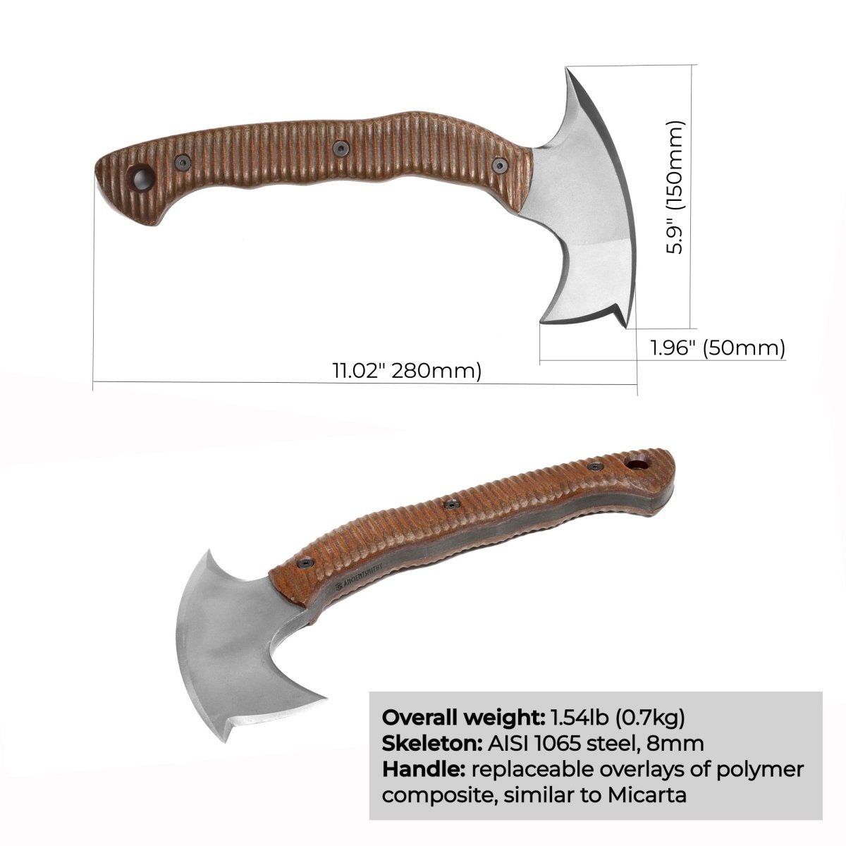 AncientSmithy Compact tomahawk "Mingan" with polymer composite handle