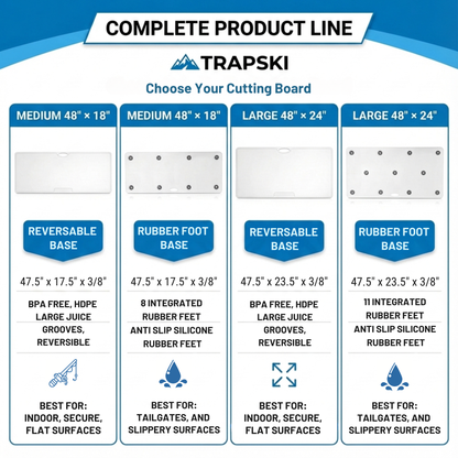 TRAPSKI Big Game Cutting Boards HDPE Cutting Boards | 48 x 18 or 24 Inch | Juice Grooves