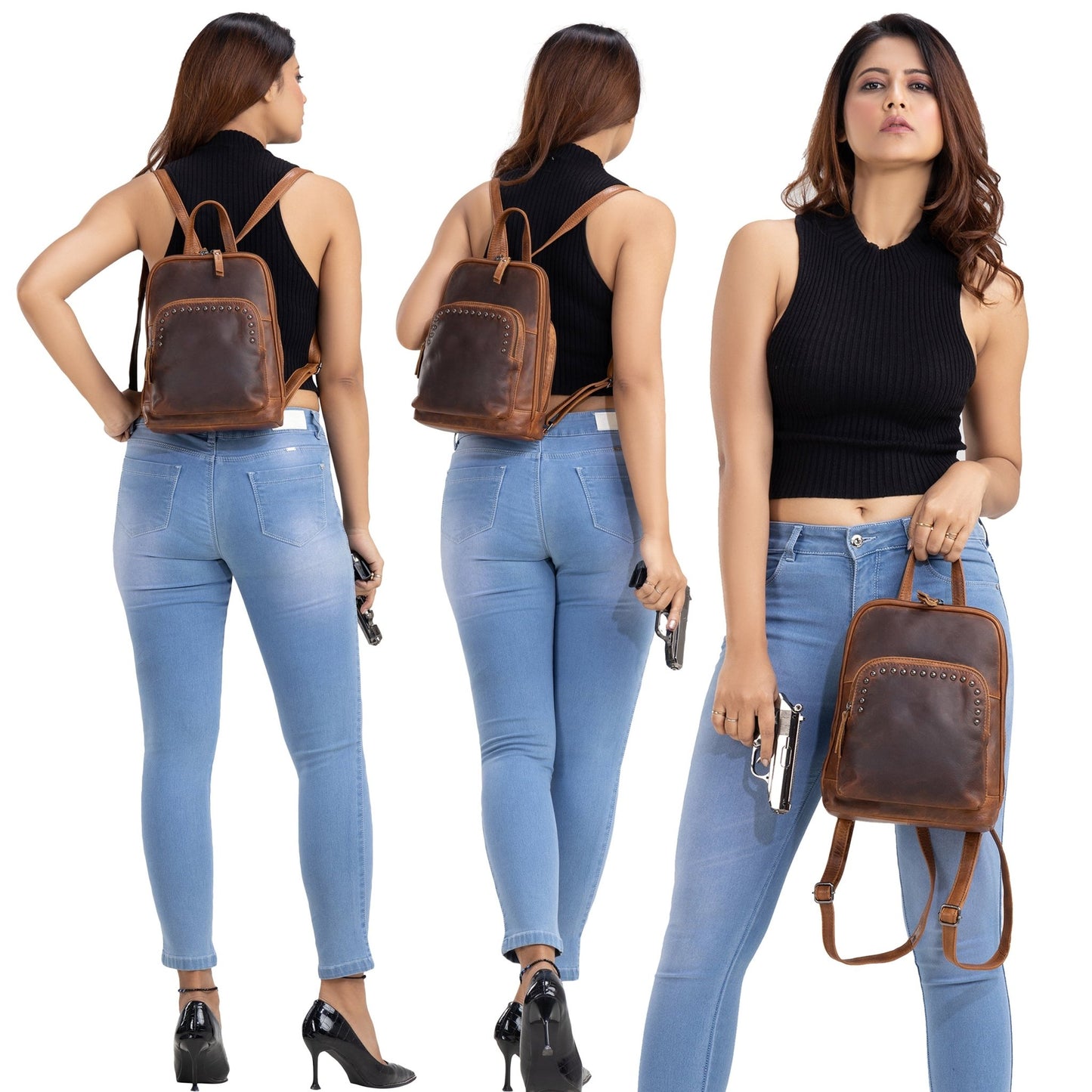 Concealed Carry Abby Leather Backpack by Lady Conceal - Angler's Pro Tackle & Outdoors