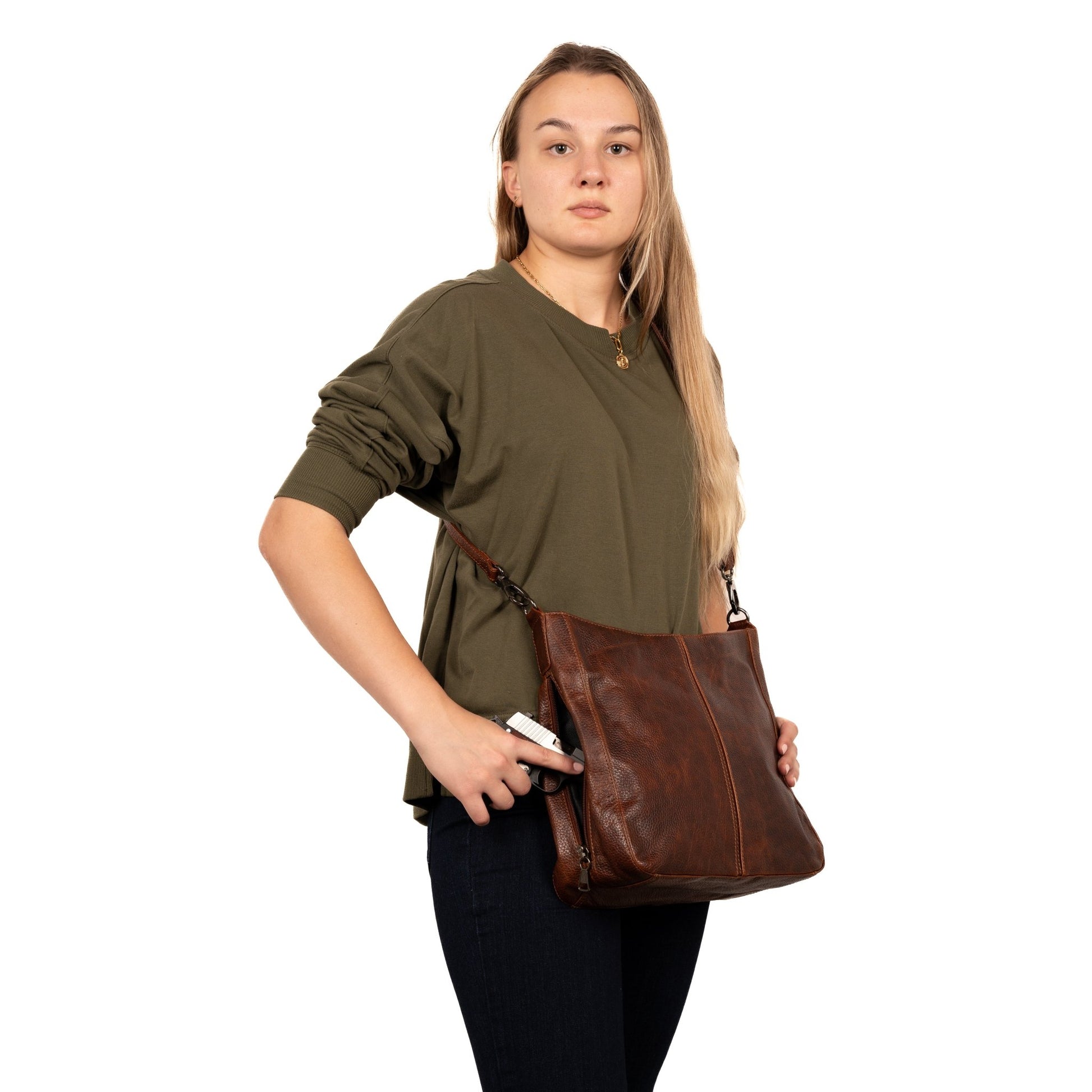 Concealed Carry Ava Leather Hobo by Lady Conceal - Angler's Pro Tackle & Outdoors