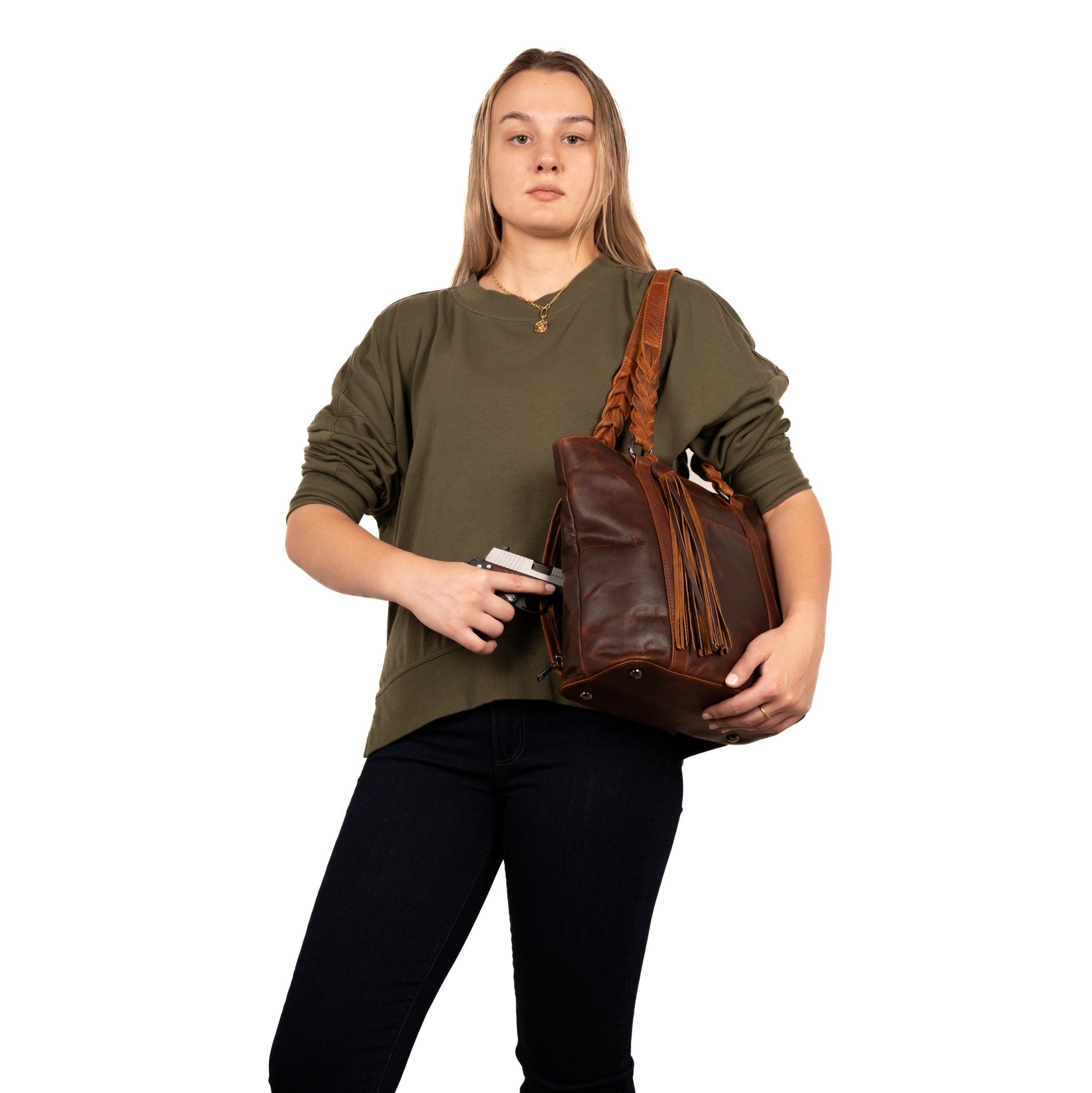 Concealed Carry Bella Leather Tote by Lady Conceal - Angler's Pro Tackle & Outdoors