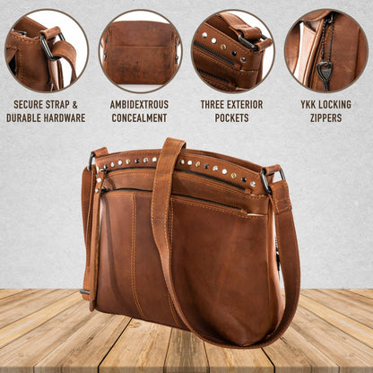 Concealed Carry Brynn Leather Crossbody by Lady Conceal - Angler's Pro Tackle & Outdoors