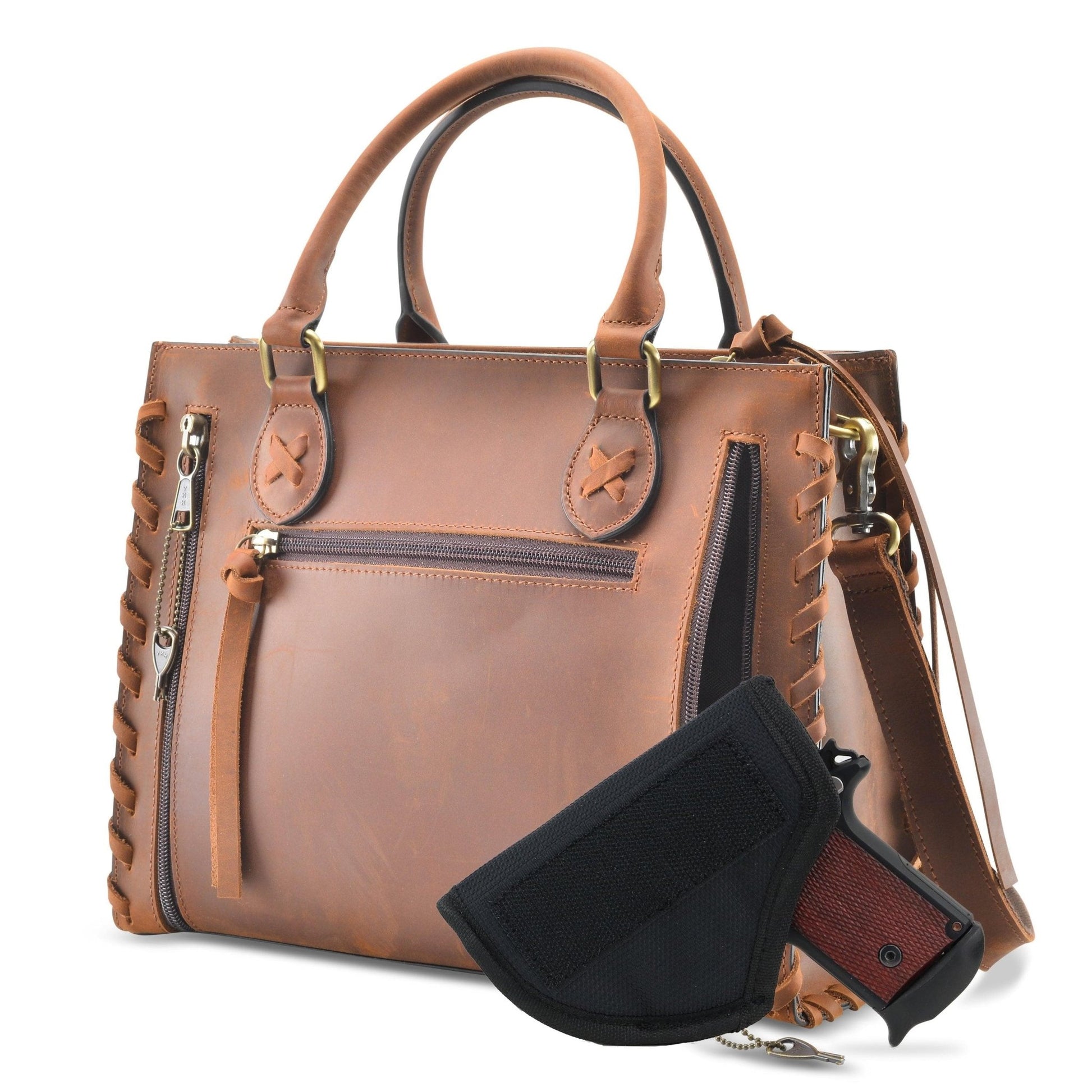 Concealed Carry Emma Leather Satchel by Lady Conceal - Angler's Pro Tackle & Outdoors