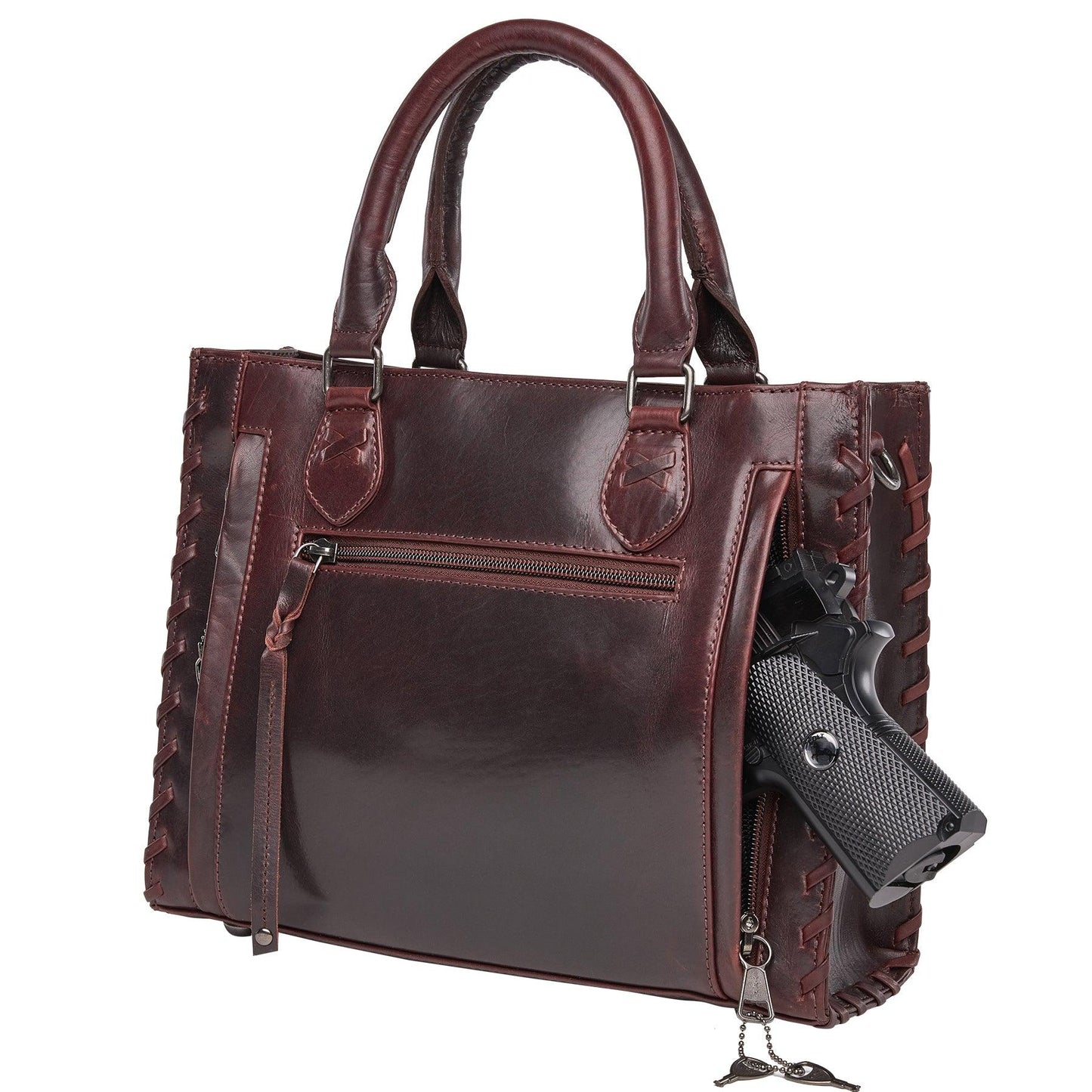 Concealed Carry Emma Leather Satchel by Lady Conceal - Angler's Pro Tackle & Outdoors