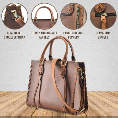 Concealed Carry Emma Leather Satchel by Lady Conceal - Angler's Pro Tackle & Outdoors