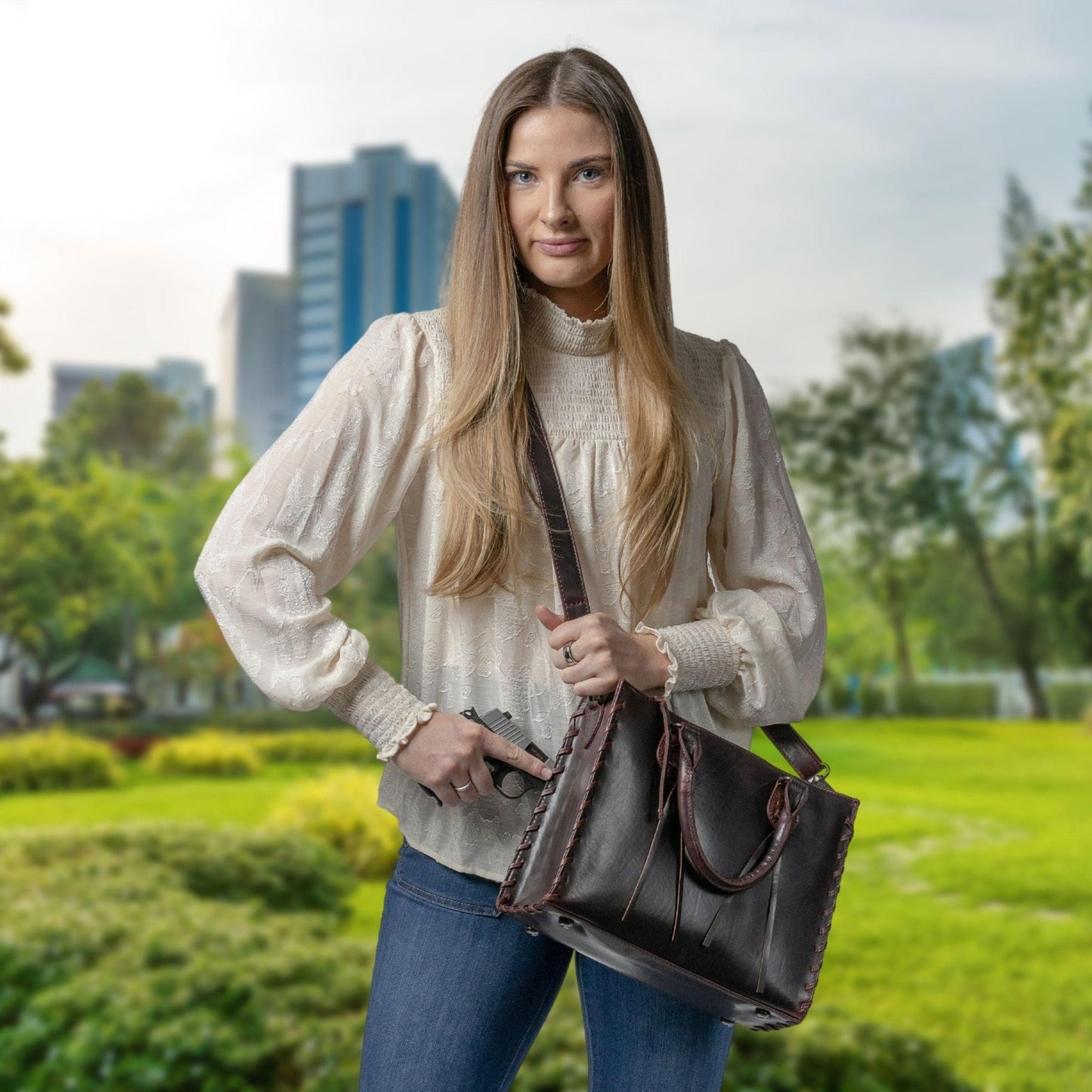 Concealed Carry Emma Leather Satchel by Lady Conceal - Angler's Pro Tackle & Outdoors