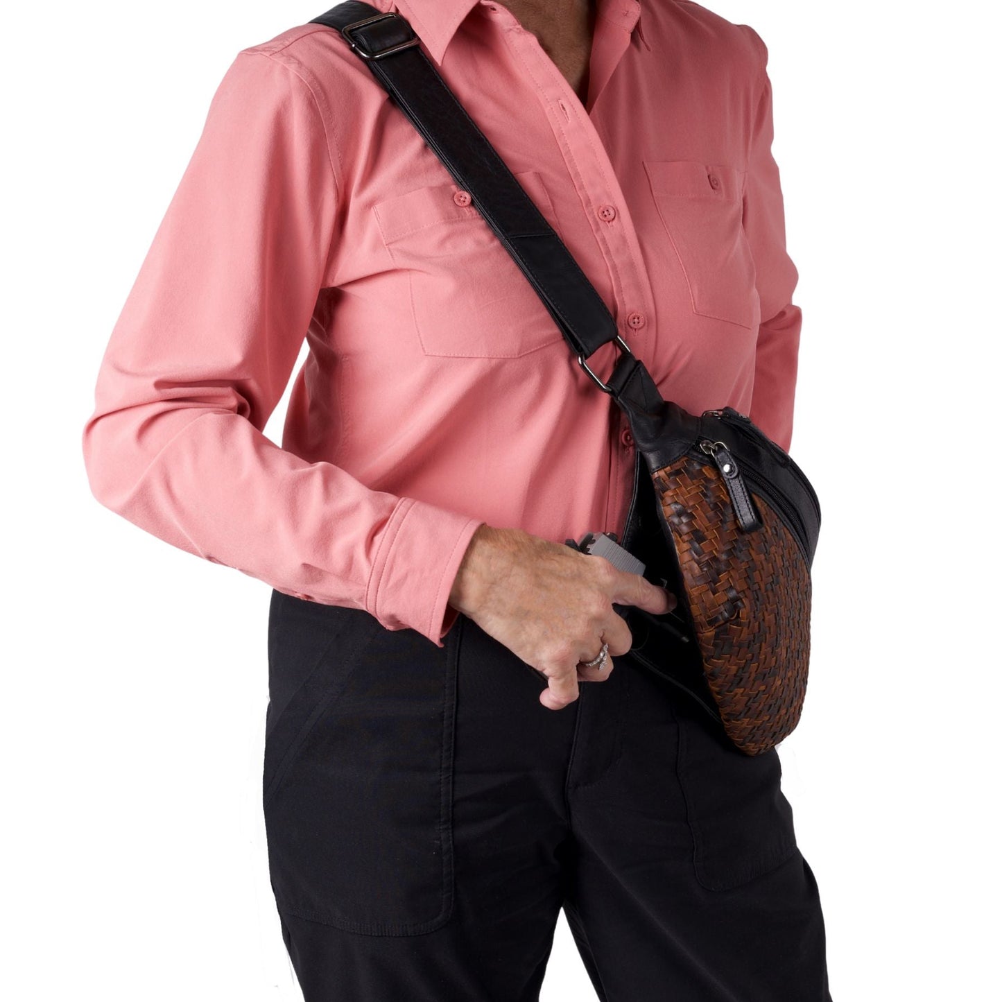Concealed Carry Haisley Woven Magnetic Leather Sling by Lady Conceal - Angler's Pro Tackle & Outdoors