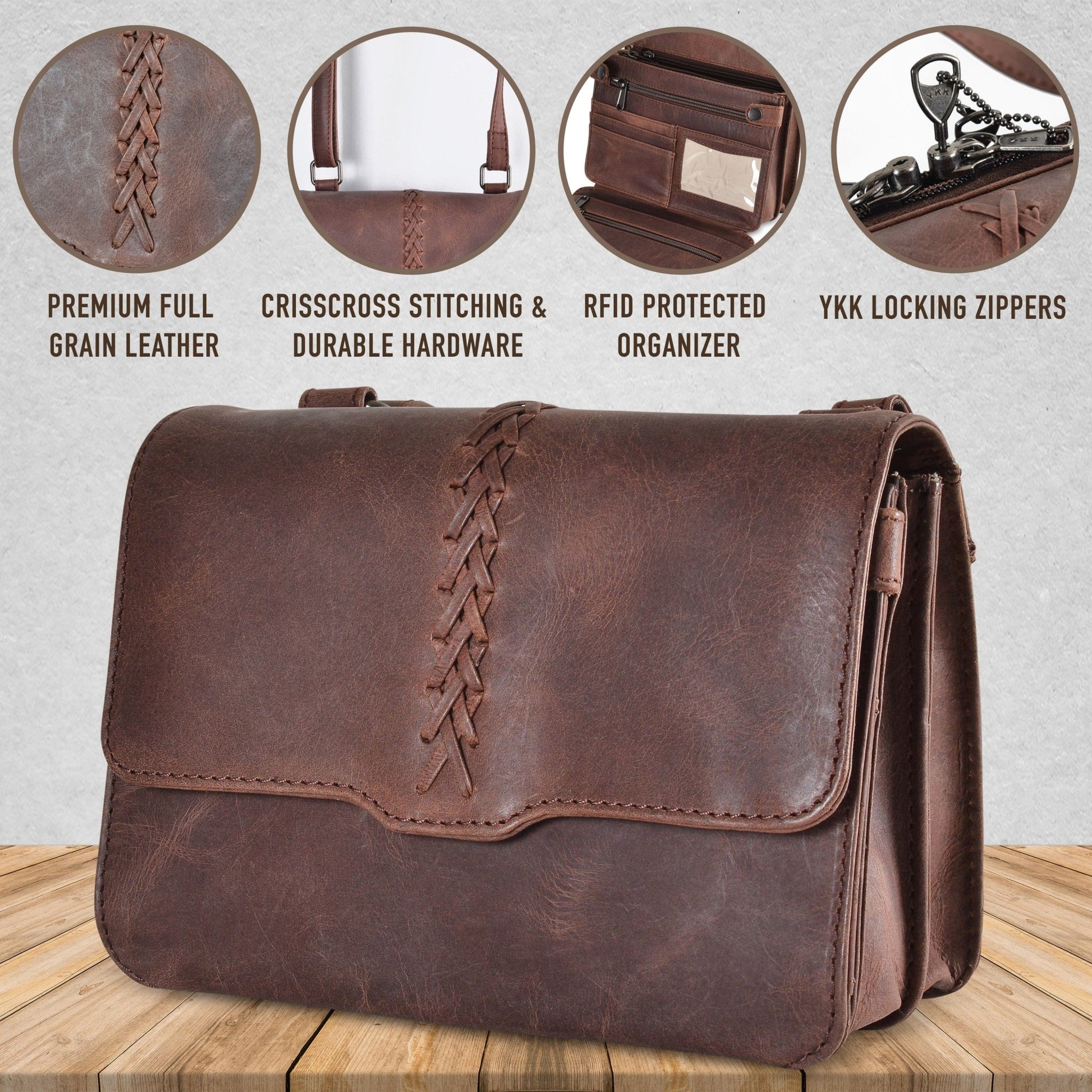 Concealed Carry Jolene Leather Crossbody Organizer by Lady Conceal - Angler's Pro Tackle & Outdoors